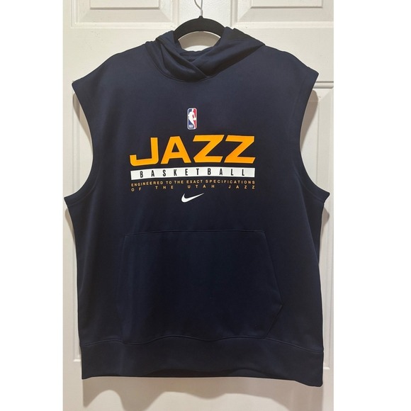 Nike Other - Nike Utah Jazz NBA Basketball Sleeveless Hoodie Navy Blue Dri-FIT Vest Mens L